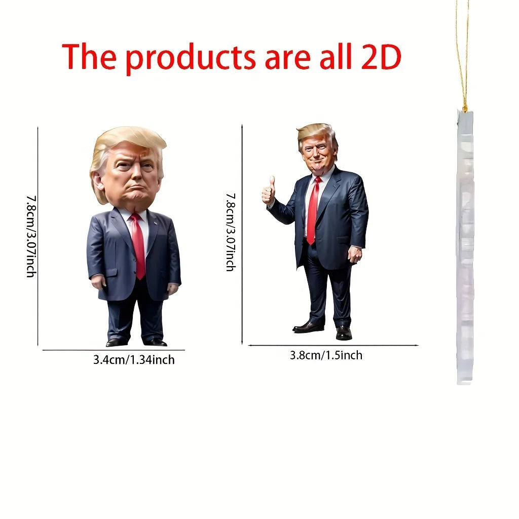 1pc Trump-Inspired Acrylic Christmas Decor Hanging Ornament for Car and Tree Perfect Holiday Gift Funny Cartoon Pendant