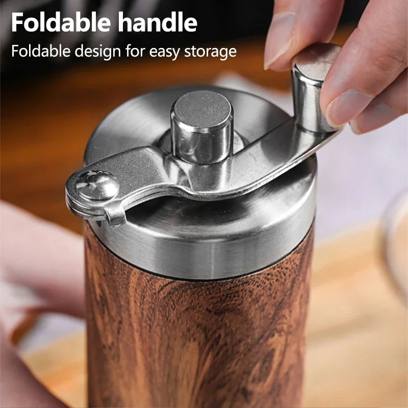 Portable Stainless Steel Manual Coffee Grinder Wood Grain Hand Coffee Bean Mill Espresso Coffee Maker with Ceramic Burrs