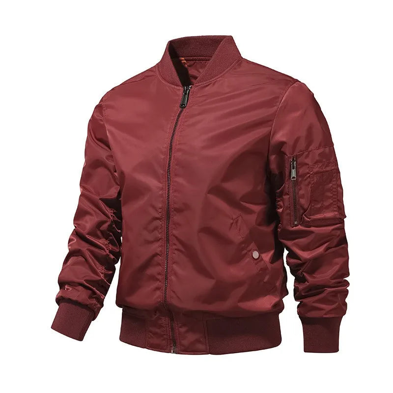 Cross-border Stand Collar Flight Jacket Spring Autumn, Pilot jacket Baseball Uniform Solid Color Men's Coat