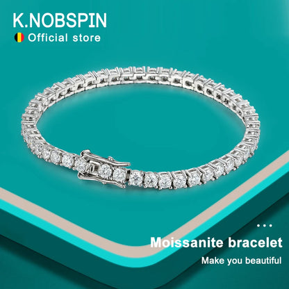 3mm 4mm Moissanite Tennis Bracelet Full Diamond GRA 925 Silver Plated 18k Wedding Party Jewelry Bracelets for Women Man