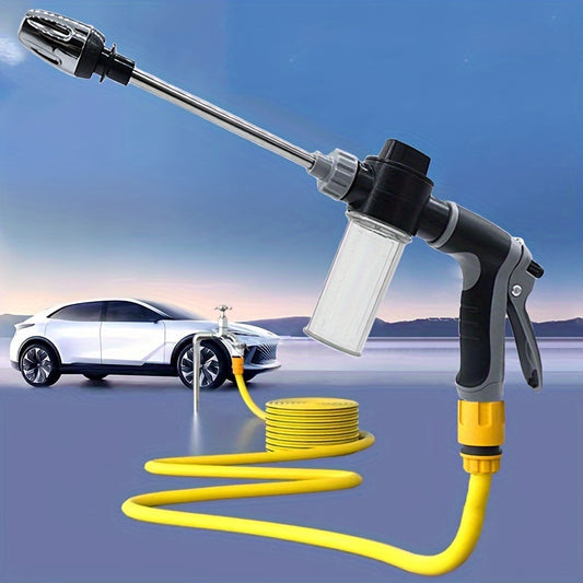 1PC Multi-Function High Pressure Car Wash Water Gun with Adjustable Thickened Rod Sprayer, Plated Copper Tip, Universal 3/4" and 1/2" Quick Connect Adapter for Cleaning Tools