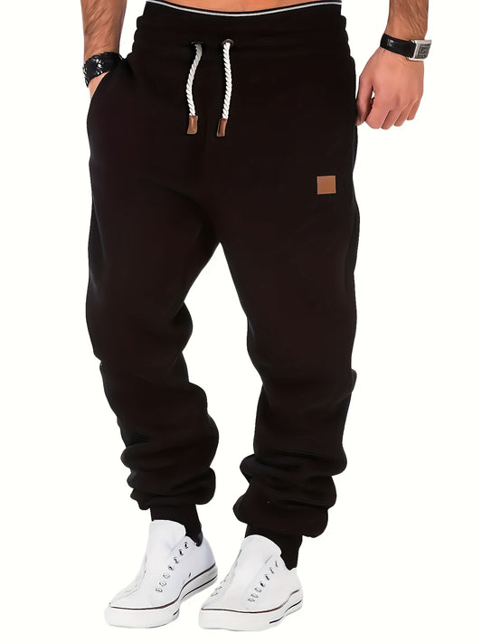 Cozy Solid Color Sweatpants for Men - Soft, Warm, and Comfortable with Drawstring, Multiple Pockets, and Relaxed Fit for Winter Sports and Everyday Casual Wear